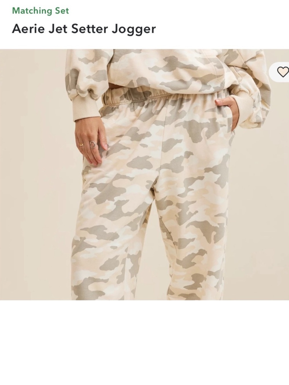 NWT Aerie Camouflage Cream & Gray Sweatpants and sweatshirt - Picture 3 of 12